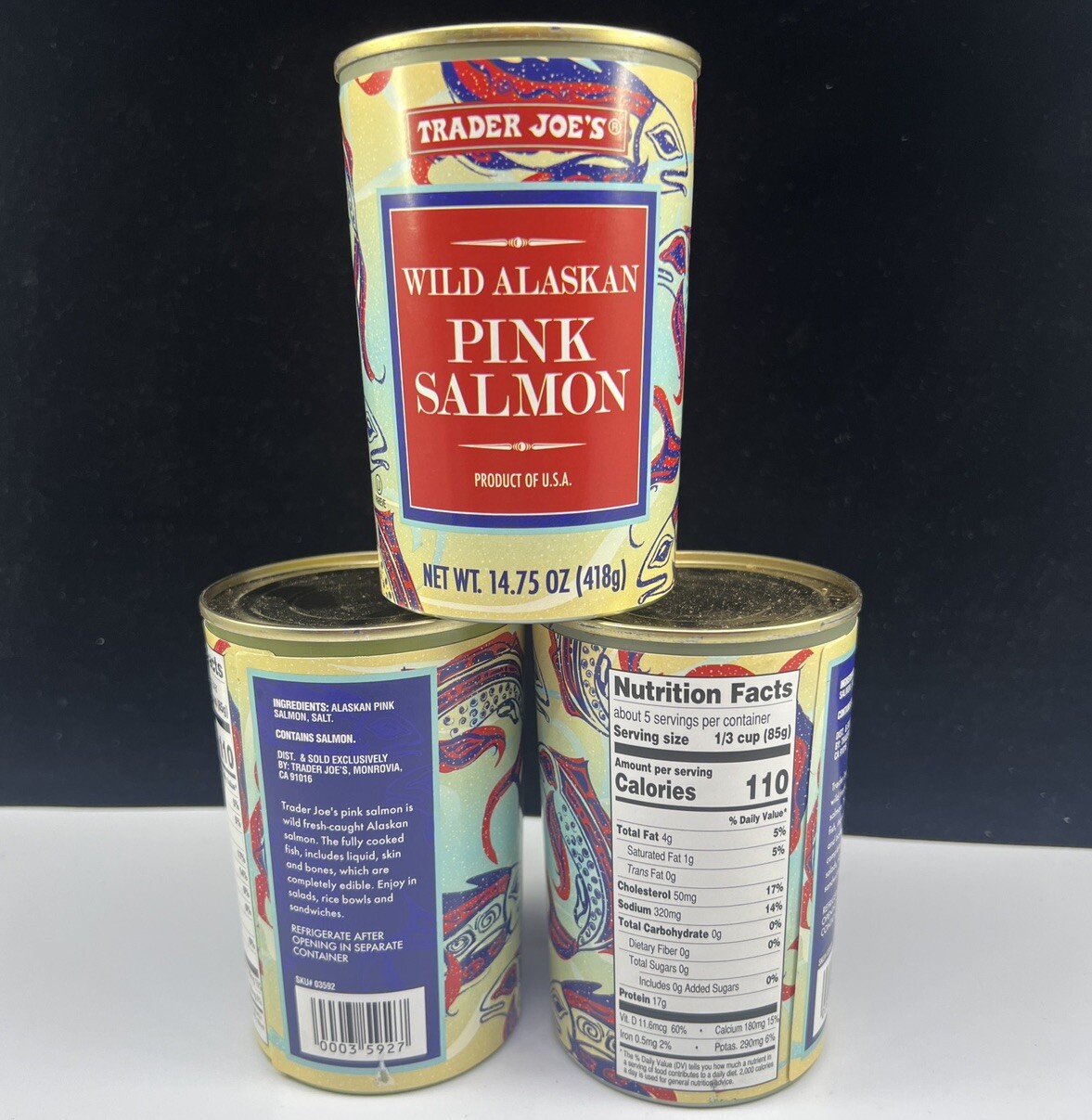 2X Trader Joe’s Wild Caught Alaskan Pink Salmon 14.75oz Exp 6/2028 Salmon & Salt
