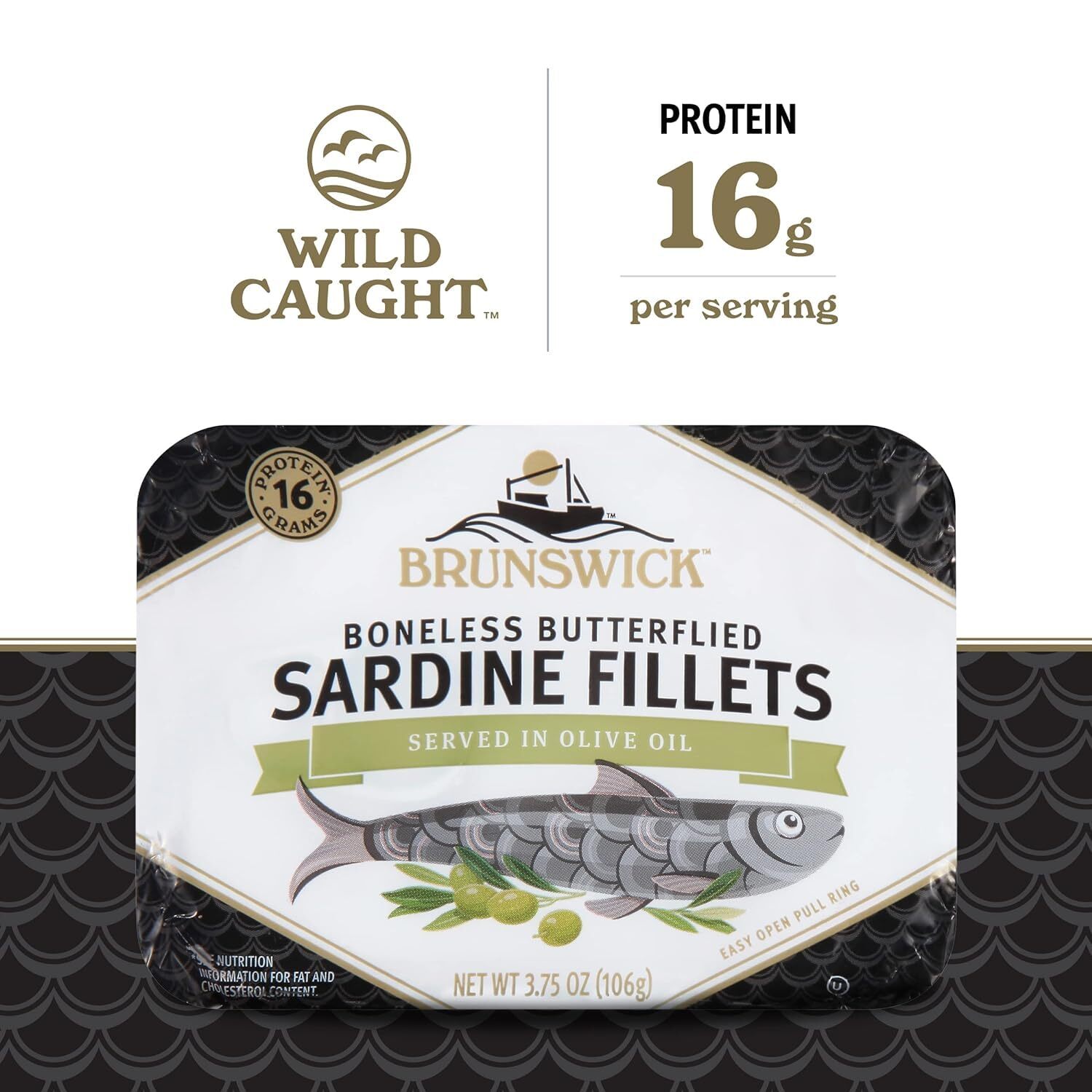 Brunswick Sardines in Olive Oil, 3.75 oz Can – Wild Caught Sardines – 17g Pro…