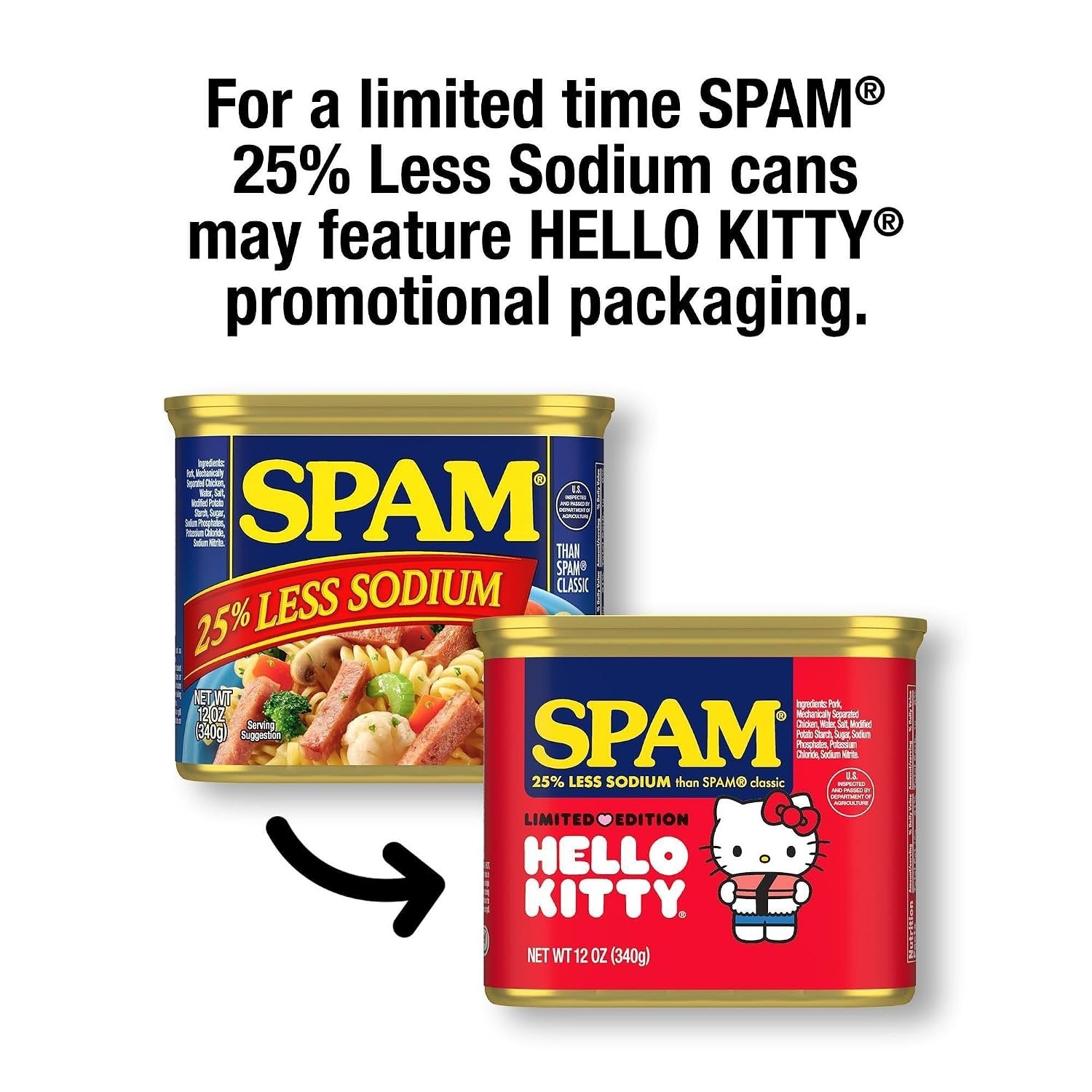 SPAM 25% Less Sodium Canned Meats, 12 oz Cans, 12 Pack