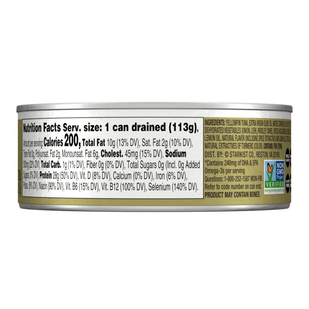 (8 pack)Solid Yellowfin/Light Tuna in Extra Virgin Olive Oil, Lemon Dill, 4.5 oz