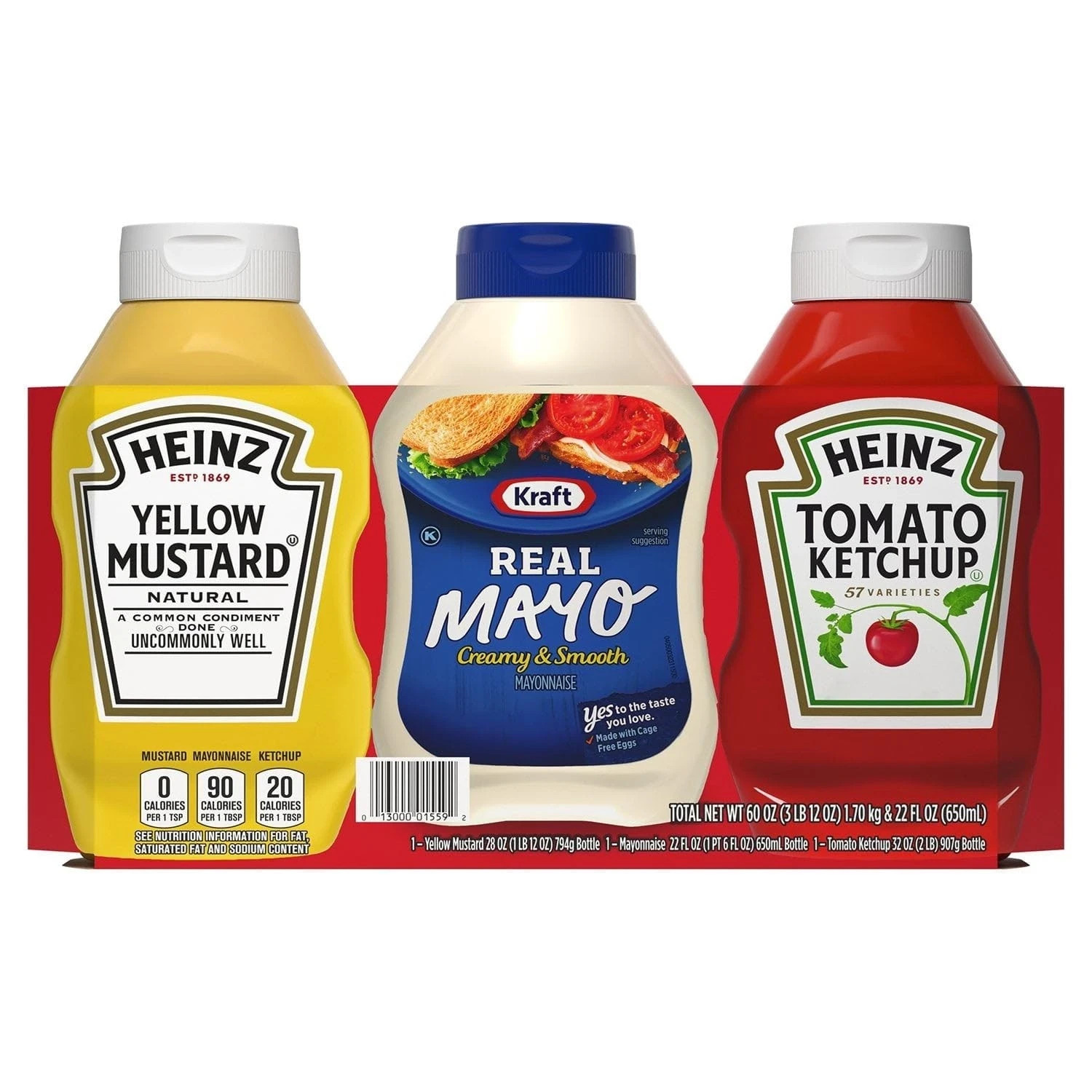 Heinz Ketchup, Mustard & Mayo Classic Condiment Variety Pack, 3 pack. FRESH