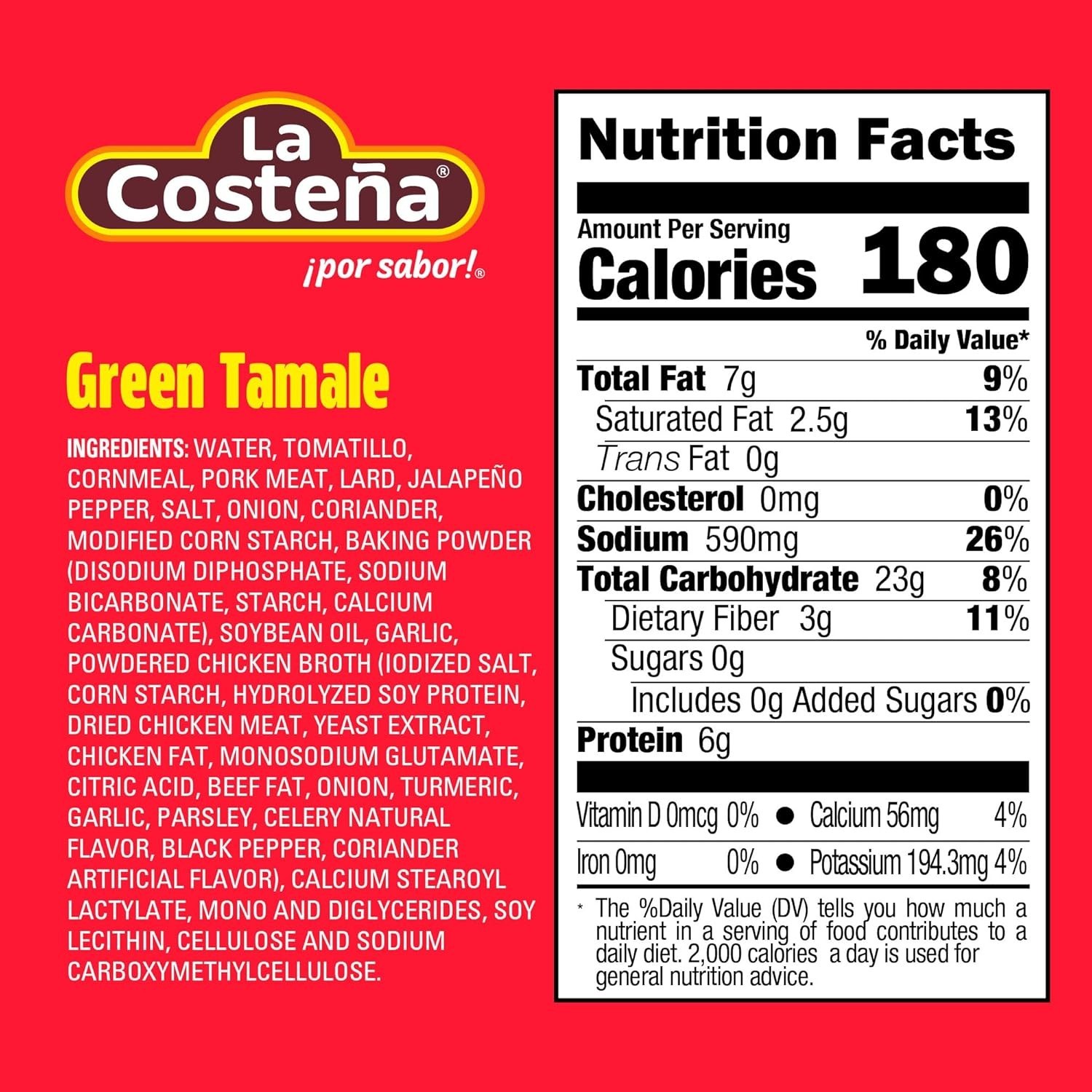 La Costeña Green Tamales – Made with Pork, Green Sauce & Masa Corn Meal -12 Pack