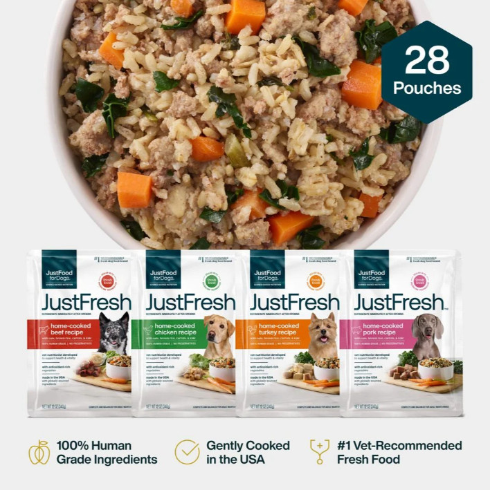 28 Pack JustFresh Home-Cooked Variety Pack – Beef, Chicken, Pork, Turkey