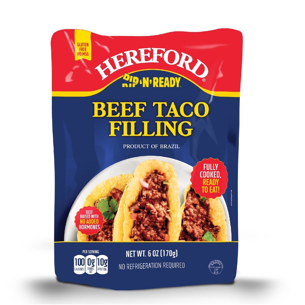 (4 pack) Fully Cooked Beef Taco Filling, Shelf Stable Pouch, 6 oz