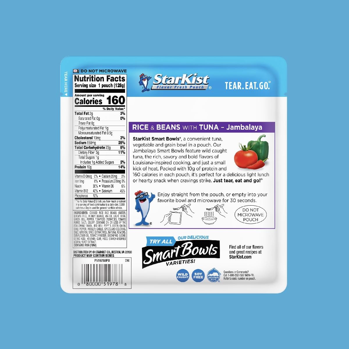 Tuna Rice and Beans Jambalaya Bowl – 4.5 oz Pouch for Quick Meals