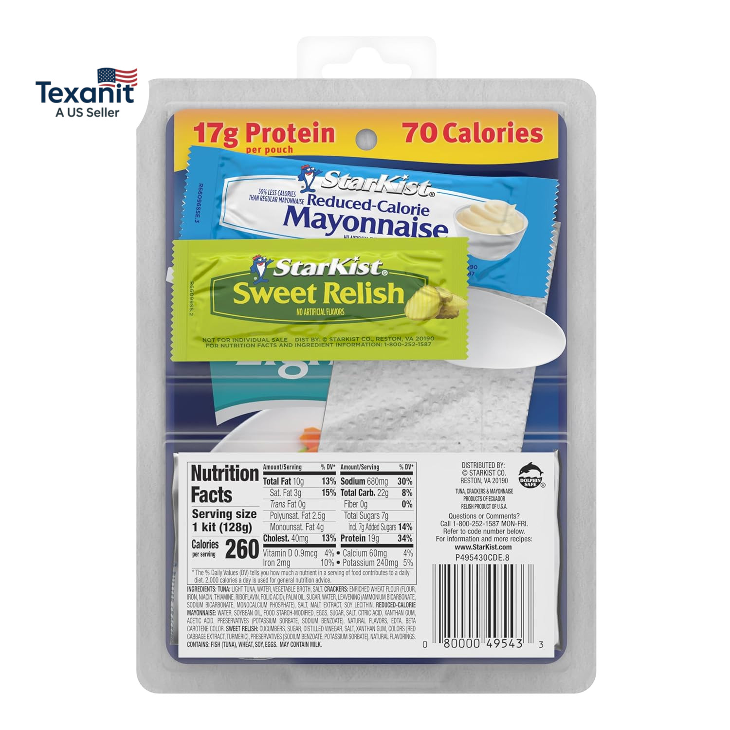 Lunch-To-Go Mix Your Own Tuna Salad, Chunk Light Tuna Pouch, 4.5 Ounce Kit, 12 P