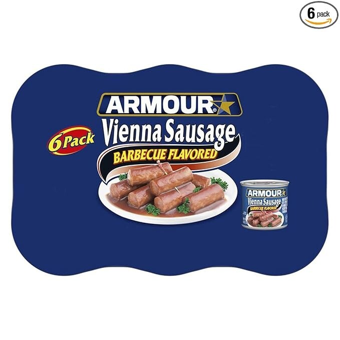 Armour Star Vienna Sausage Barbecue Flavored Canned Sausage 4.6 oz Pack of 6