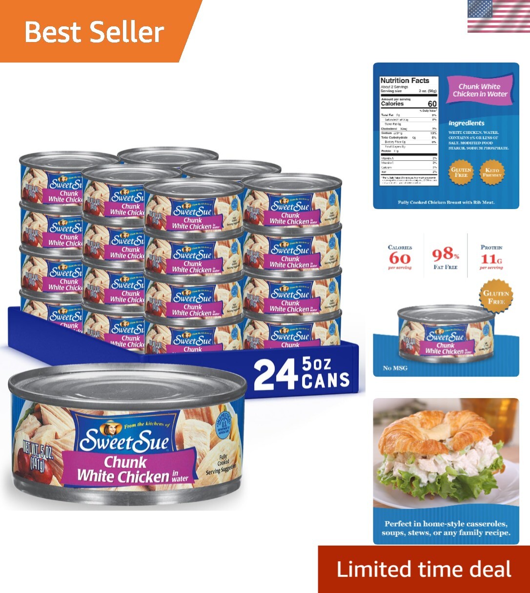 Health-Conscious 24-Pack Chicken in Water – Snack, Lunch or Dinner Ingredients