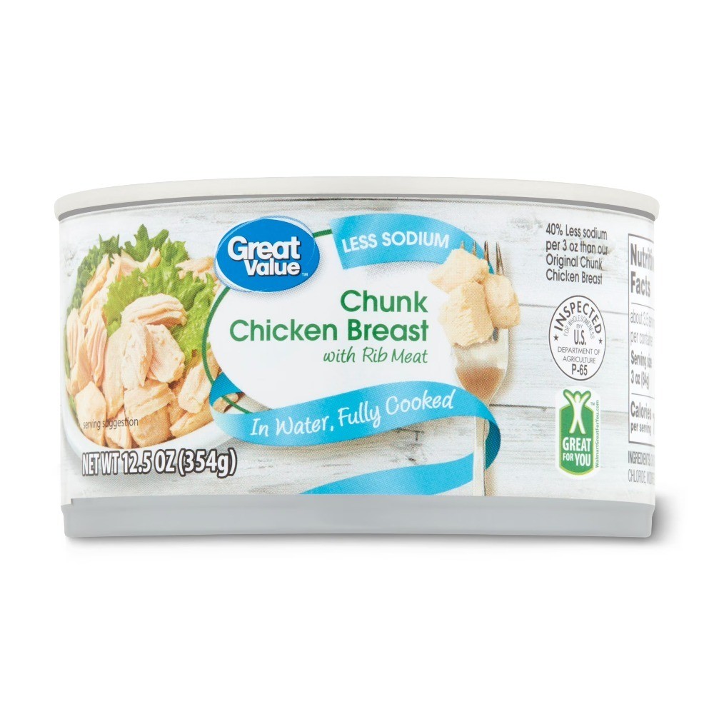6 Pack Canned Chicken Breast Chunks in Water Fully Cooked Low Sodium 12.5 oz