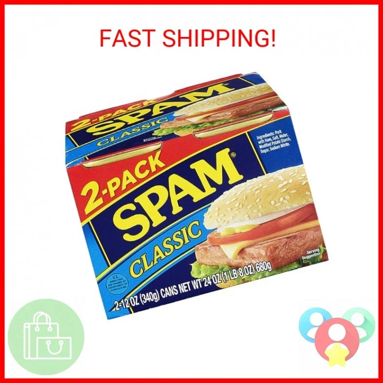 SPAM Classic Canned Meat, 12 Ounce (2 Pack), Fully Cooked Pork & Ham, 7g Protein