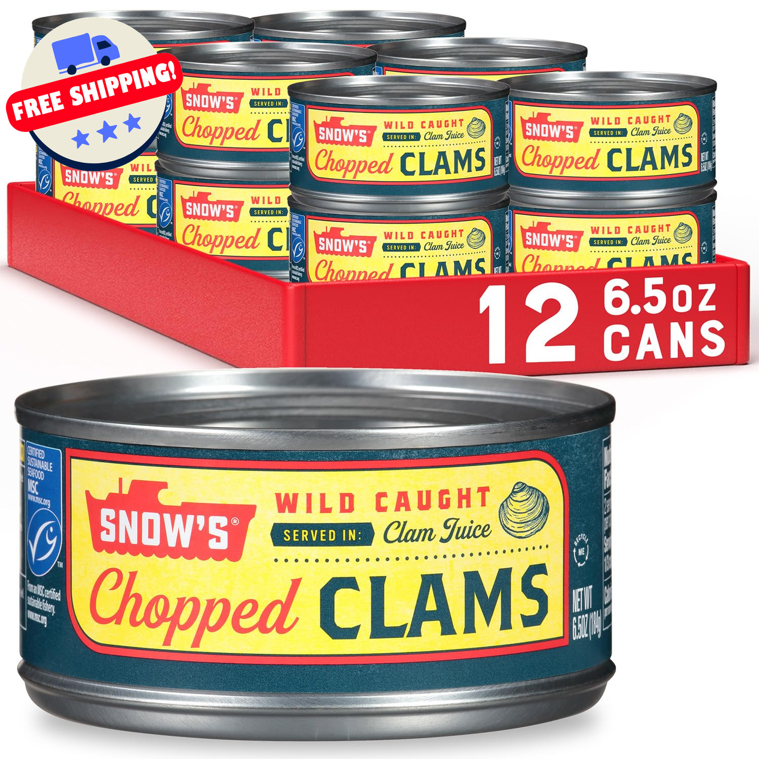 Clams – Canned Chopped Minced – Snows Ocean – Gluten Free – High Protein