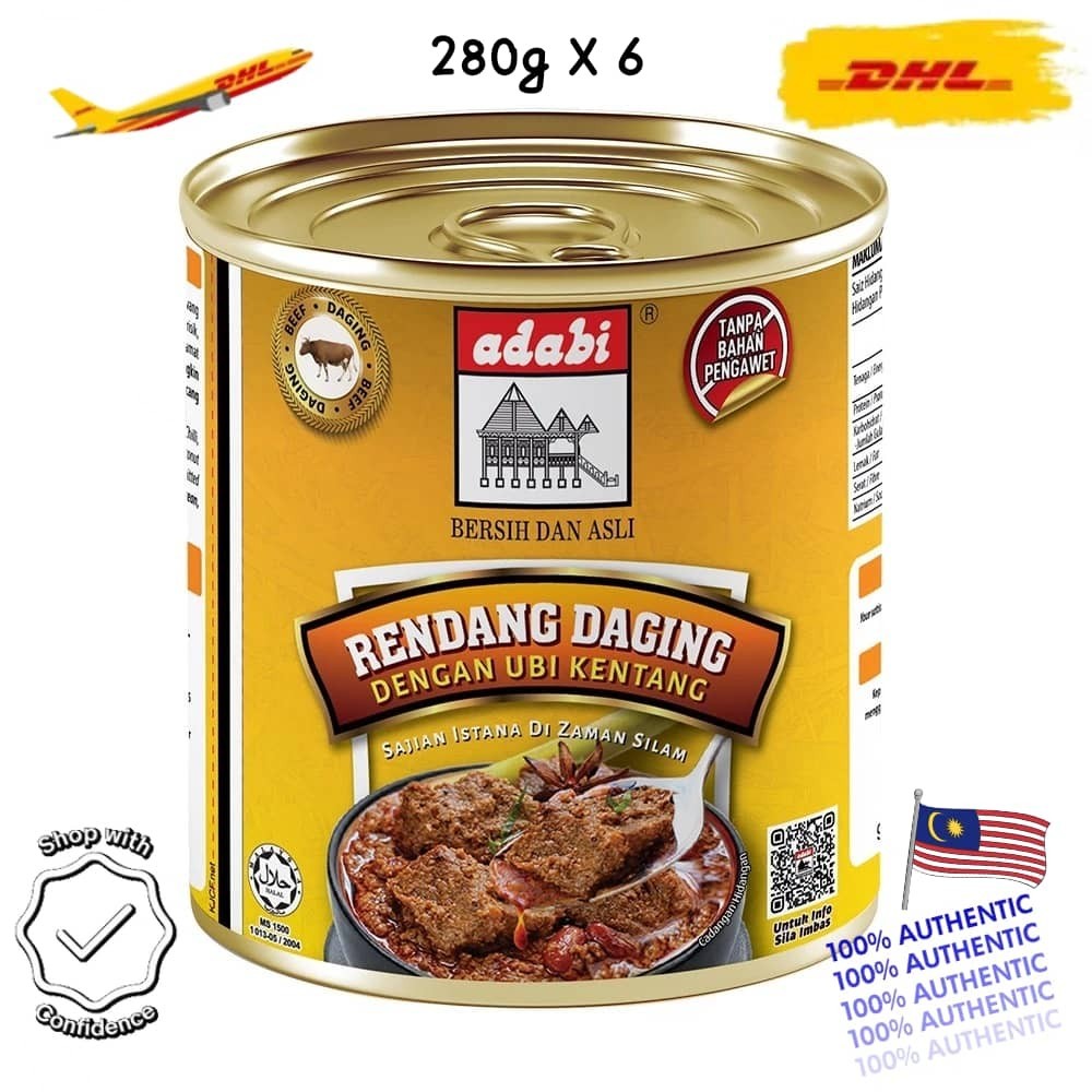 6x 280g ADABI Beef Rendang with Potatoes Malaysian Cuisine HALAL READY MEAL