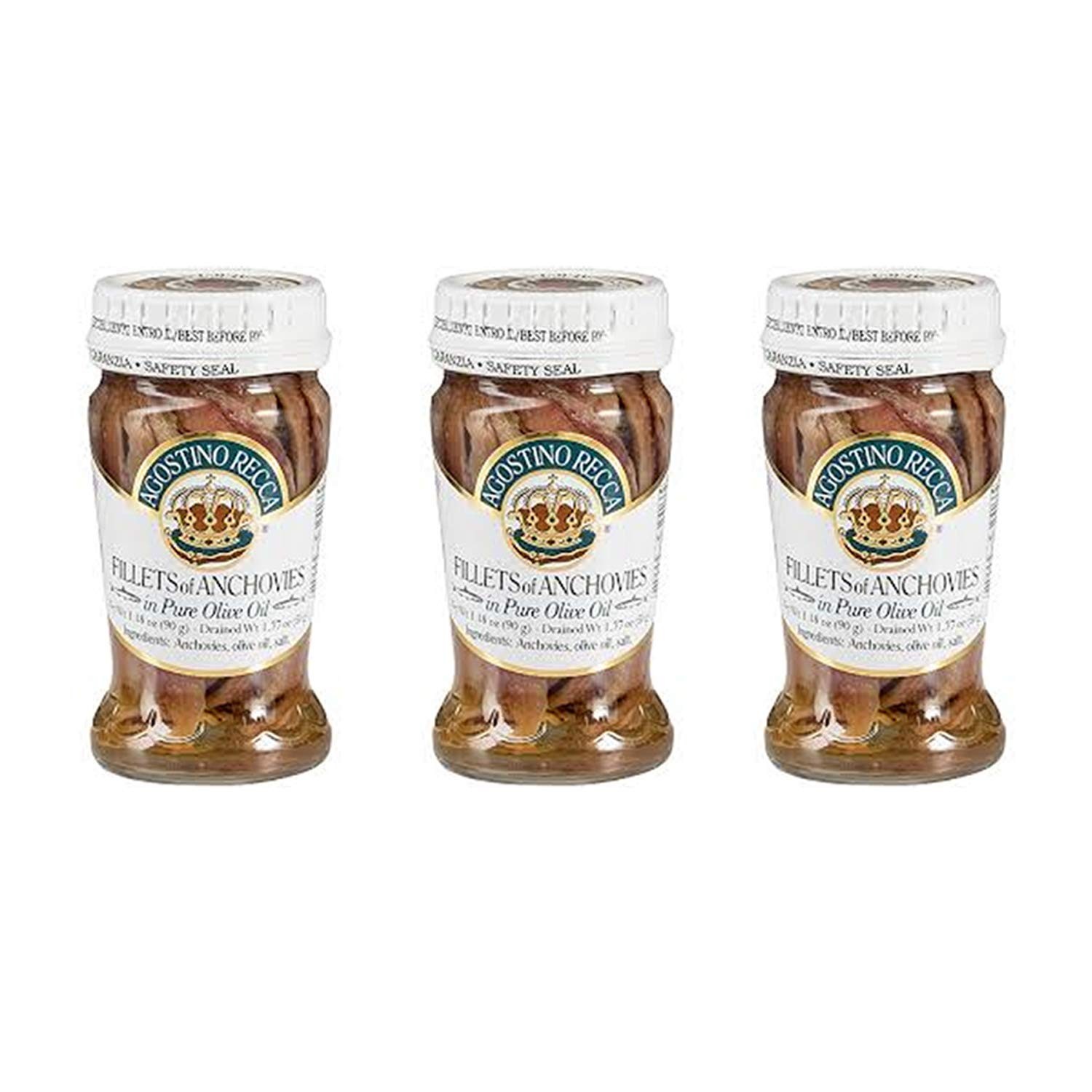 Anchovies Fillets in Olive Oil – Anchovy Fillets Rolled in Capers (3.18Oz, 3-…
