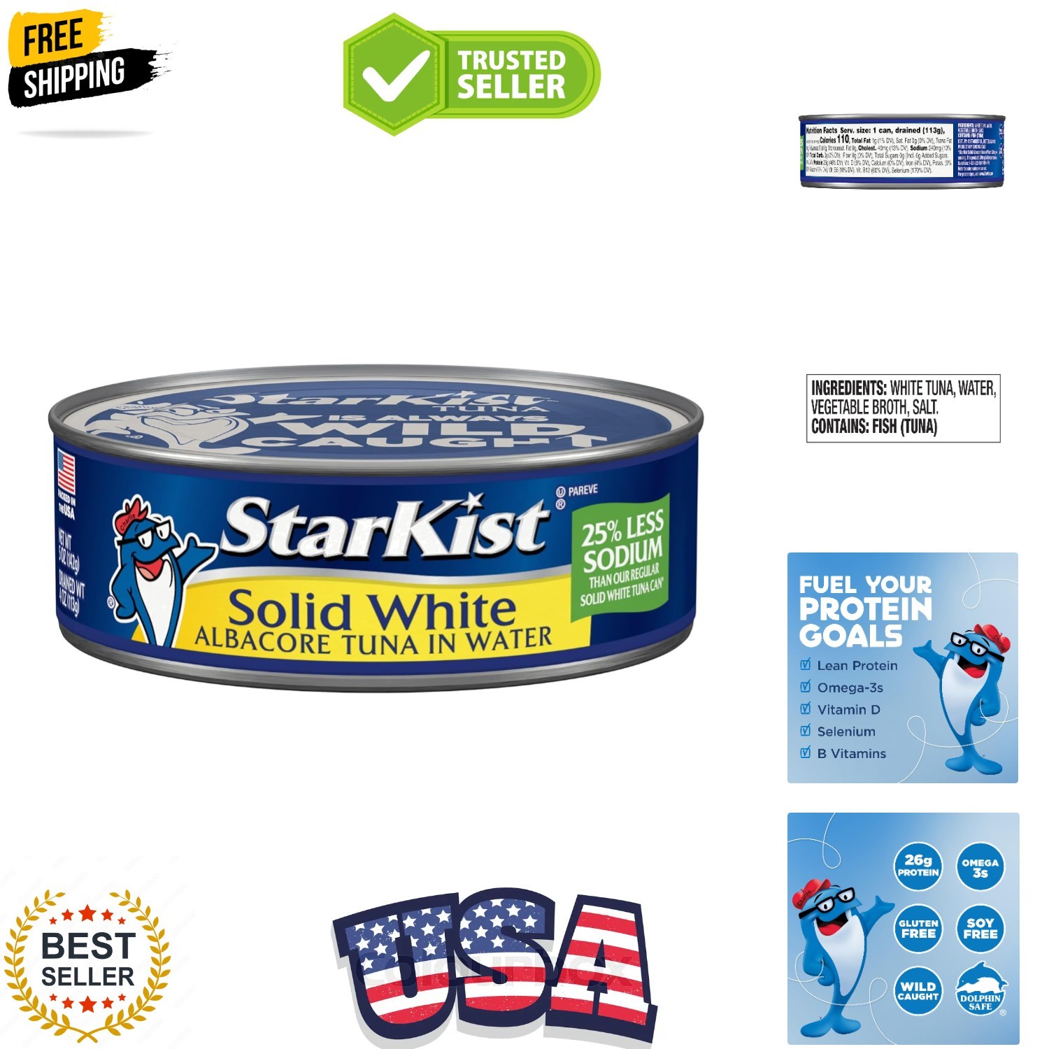Solid White Albacore Tuna in Water Low Sodium – 5 oz Can