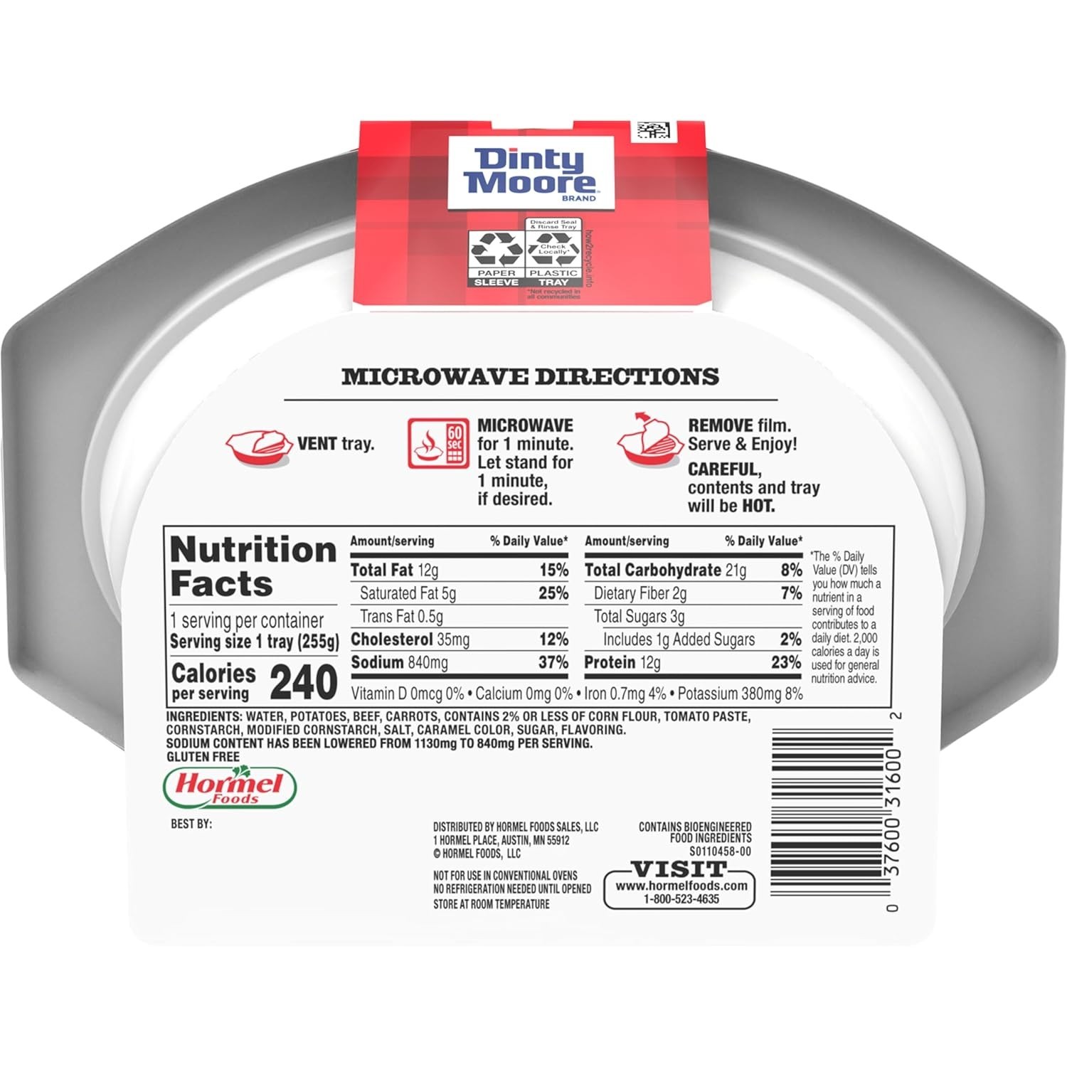 Delicious 9oz Beef Stew Trays (6) – Low Sodium, 12g Protein, Easy Microwave Meal