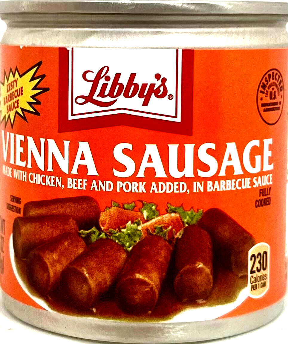 Libby’s Vienna Sausage Made with Chicken,Beef+Pork In Barbecue Sauce 4.6oz~3 ct