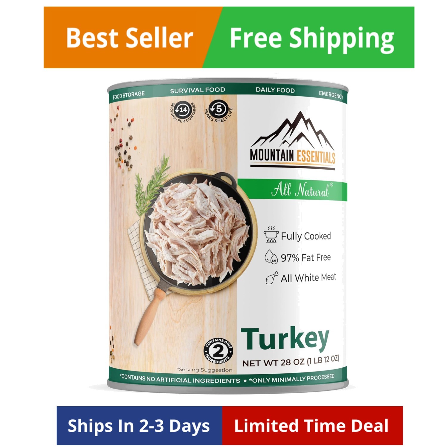 Delicious All Natural Canned Turkey 28 Oz – Perfect for Meals & Emergency Prep