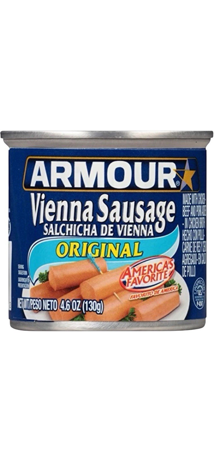 Armour Vienna Sausage, Original, 4.6 oz Can – 48 Cans