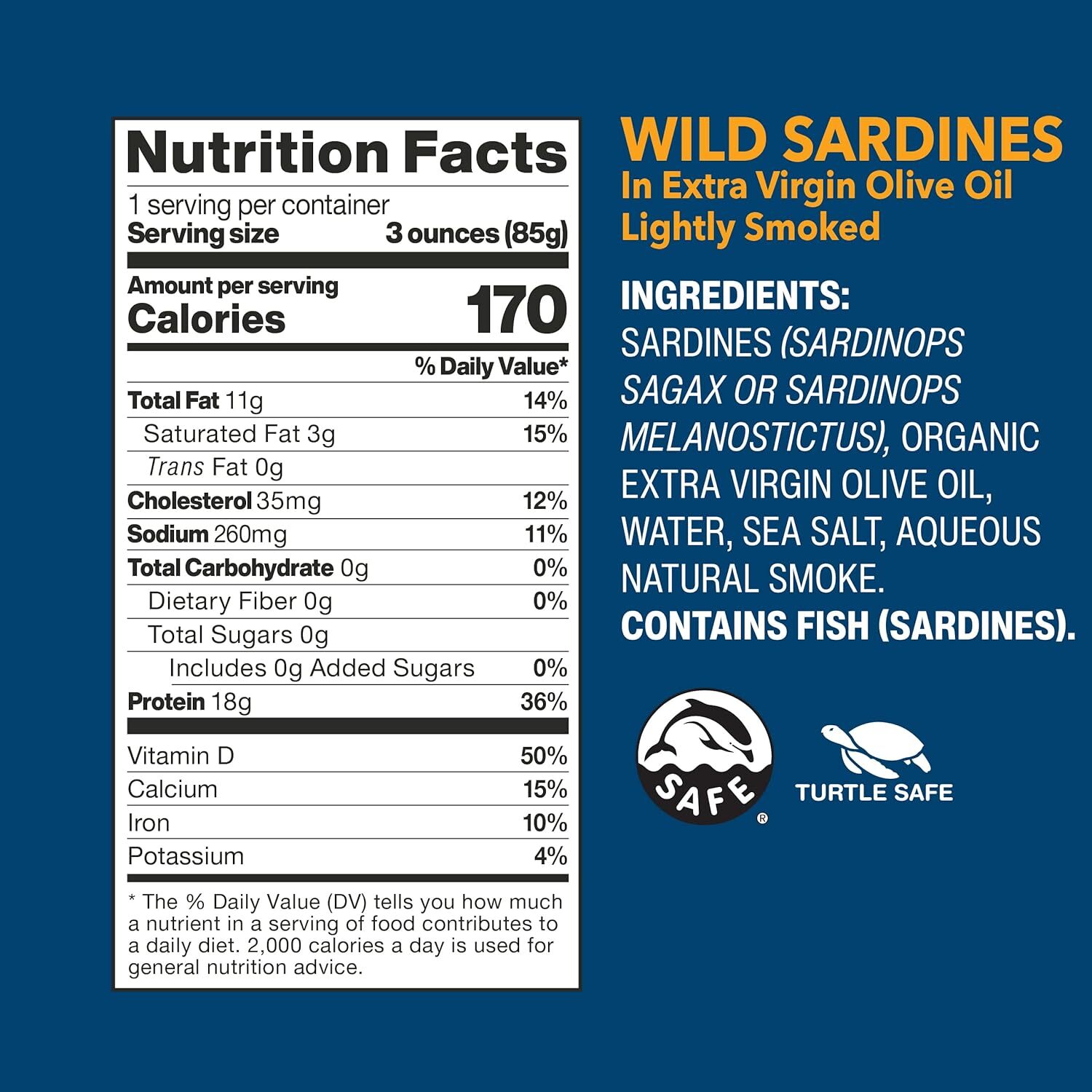 Wild Sardines in Extra Virgin Olive Oil, Lightly Smoked, 4.4. Ounce (Pack of 12)