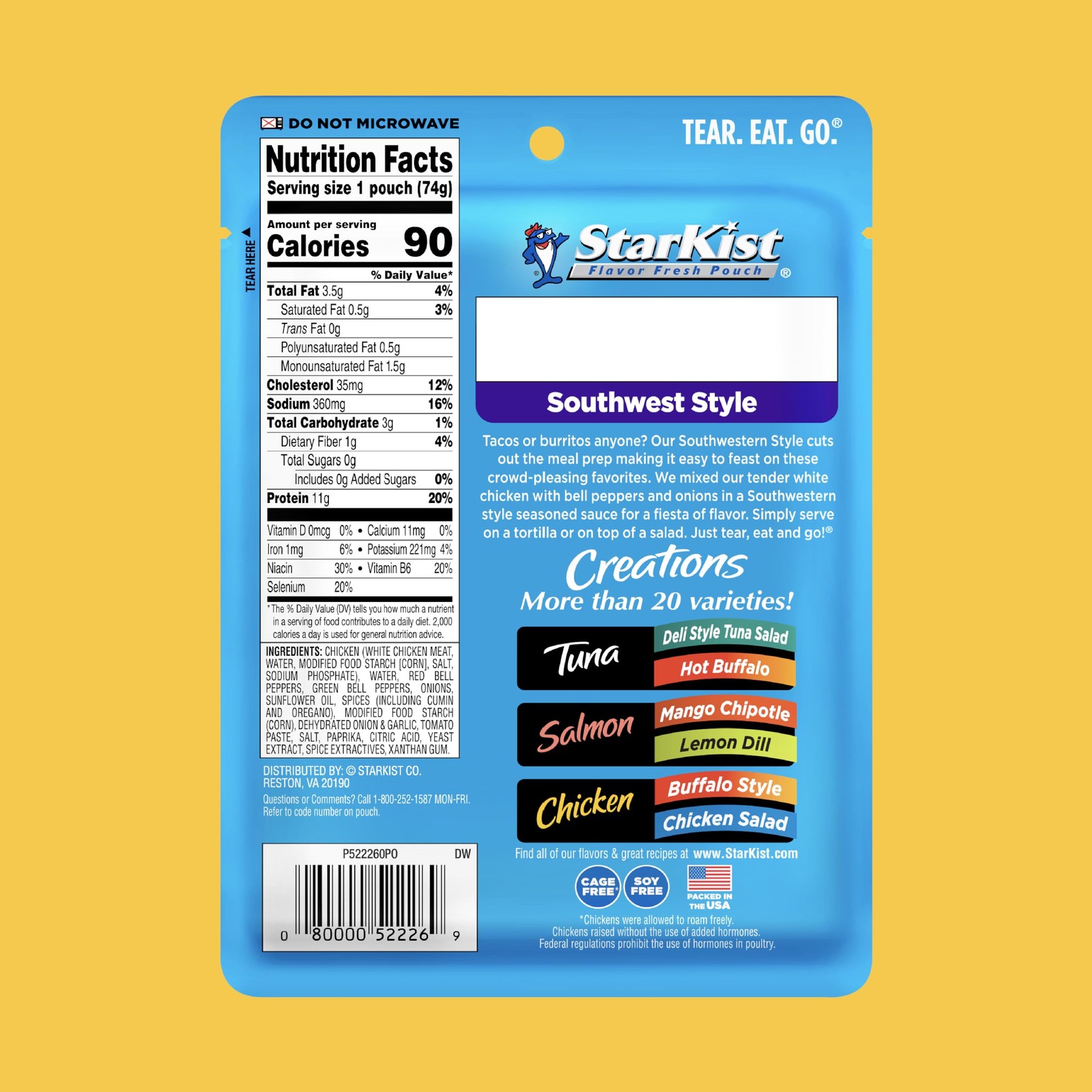 StarKist Chicken Creations Southwest Style Pouch (2.6 oz – 12 Pack) Fully