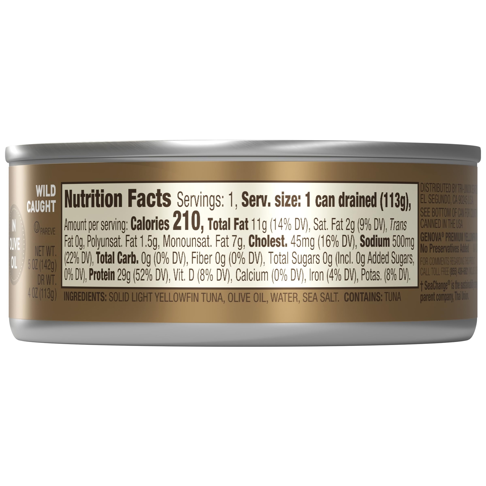 Genova Premium Yellowfin Tuna in Olive Oil 5 Ounce Cans Pack of 24 Wild Caugh…
