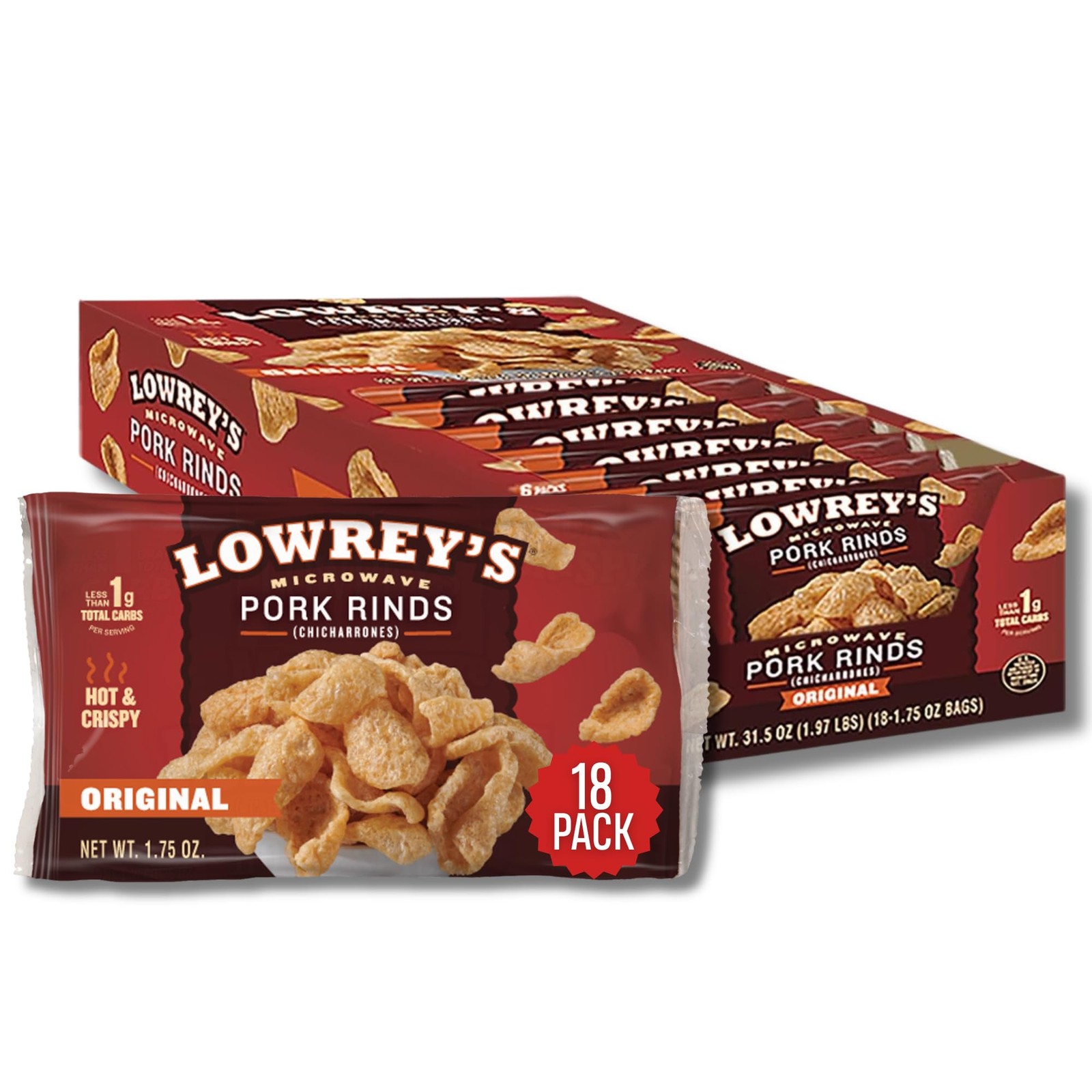 Lowrey’s Bacon Curls Microwave Pork Rinds 1.75 Ounce (Pack of 18)