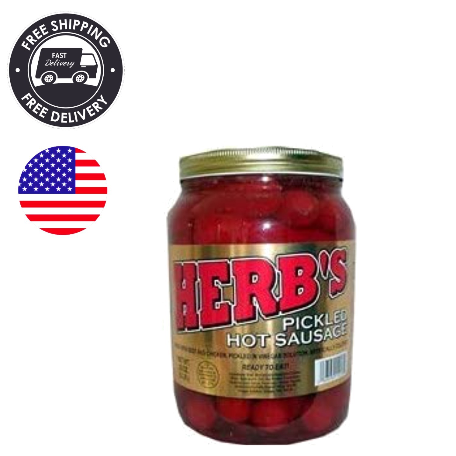 Ready-to-Eat RED HOT Pickled Sausages – 20 Count Jar of Flavorful Beef & Chicken