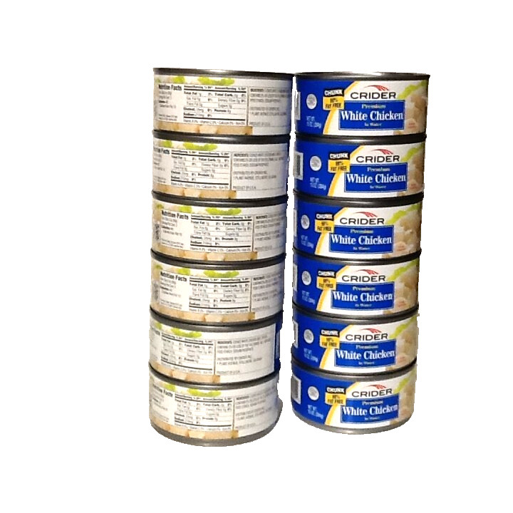 Lot of 12 Pack CRIDER Premium White Chicken In Water, 10oz Can -Free shipping