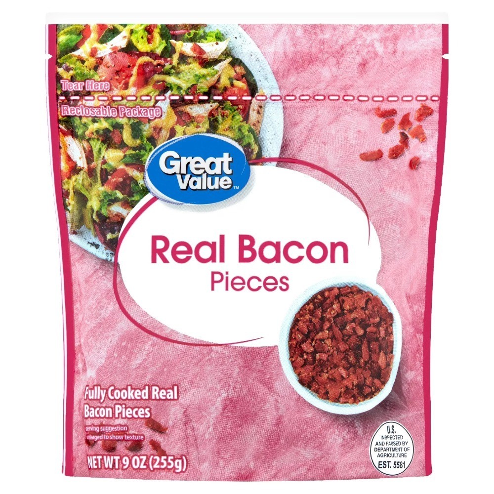Real Crumbled Bacon Toppings 9 oz Resealable Bag for Salads Baked Potatoes
