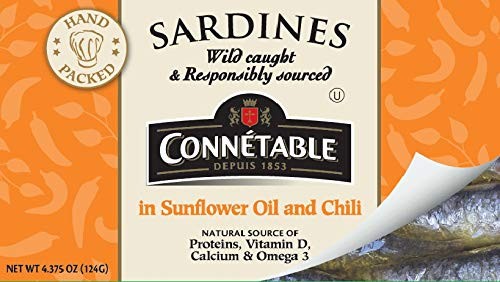 Sardines | | Sardines in Sunflower oil and Chili | 4.375 Ounce | Pack of 12