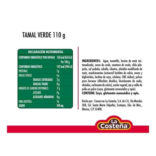 5X TAMALES VERDES DE PUERCO – Green Tamales w/Pork – 110g Each One (Pack of 5)