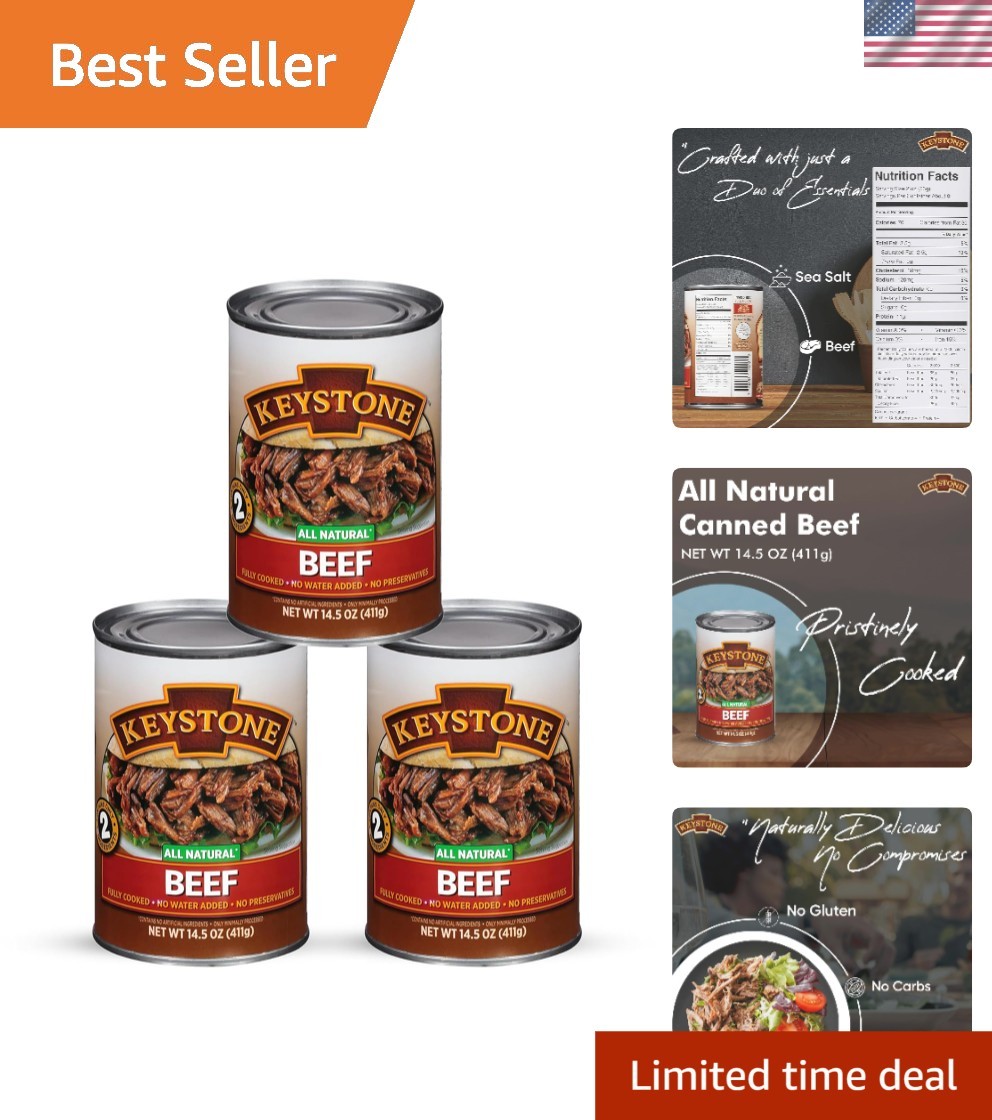 Long Shelf Life Canned Beef, 14.5 Oz – No Preservatives, Perfect for Survival