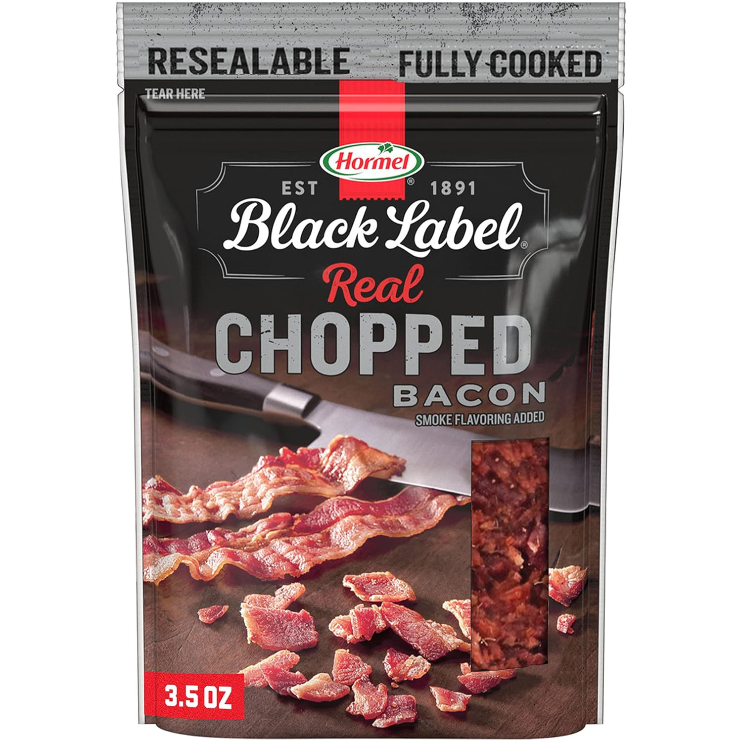 HORMEL BLACK LABEL Snacks Pouch – Chopped Bacon, Fully Cooked Bacon, Snack Bags,