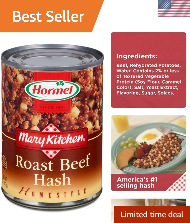Savory 14oz HORMEL Roast Beef Hash – Protein-Packed 12 Cans for Quick Meals