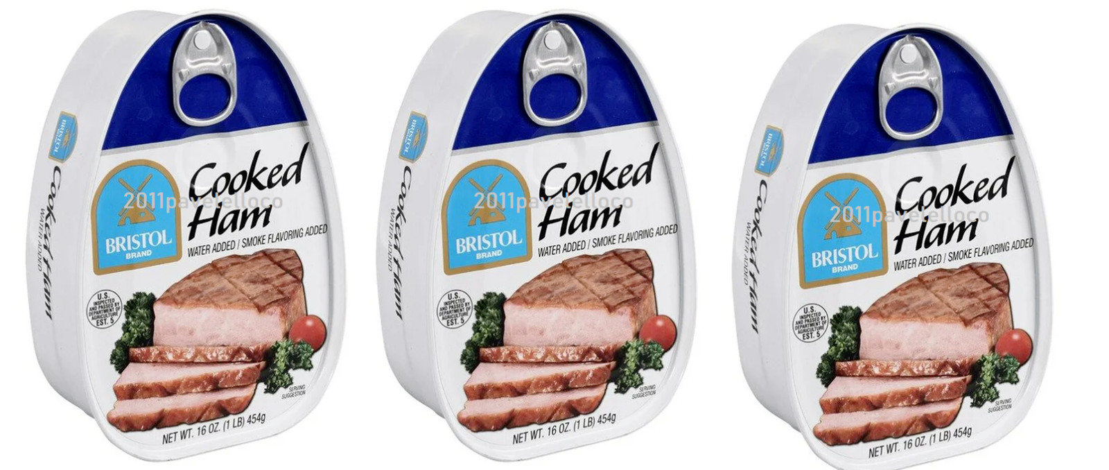 Bristol Smoke Flavor Cooked Ham 16 oz ( Pack of 3 ) ~Exp 3/07/2029