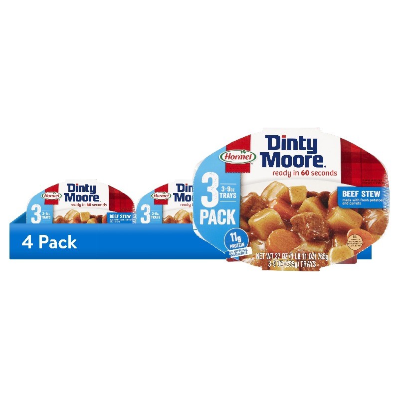 DINTY MOORE Beef Stew,Shelf-Stable, 12 Grams Protein, 9 oz Plastic Microwaveable