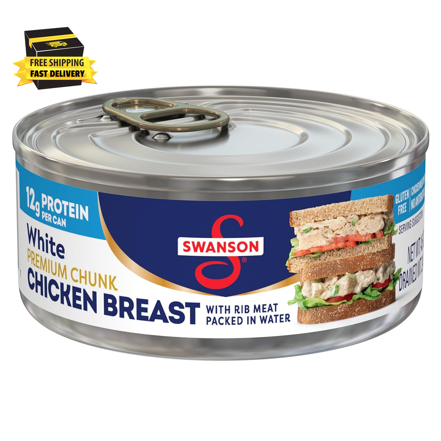 Swanson White Premium Chunk Canned Chicken Breast in Water, Fully Cooked Chicken