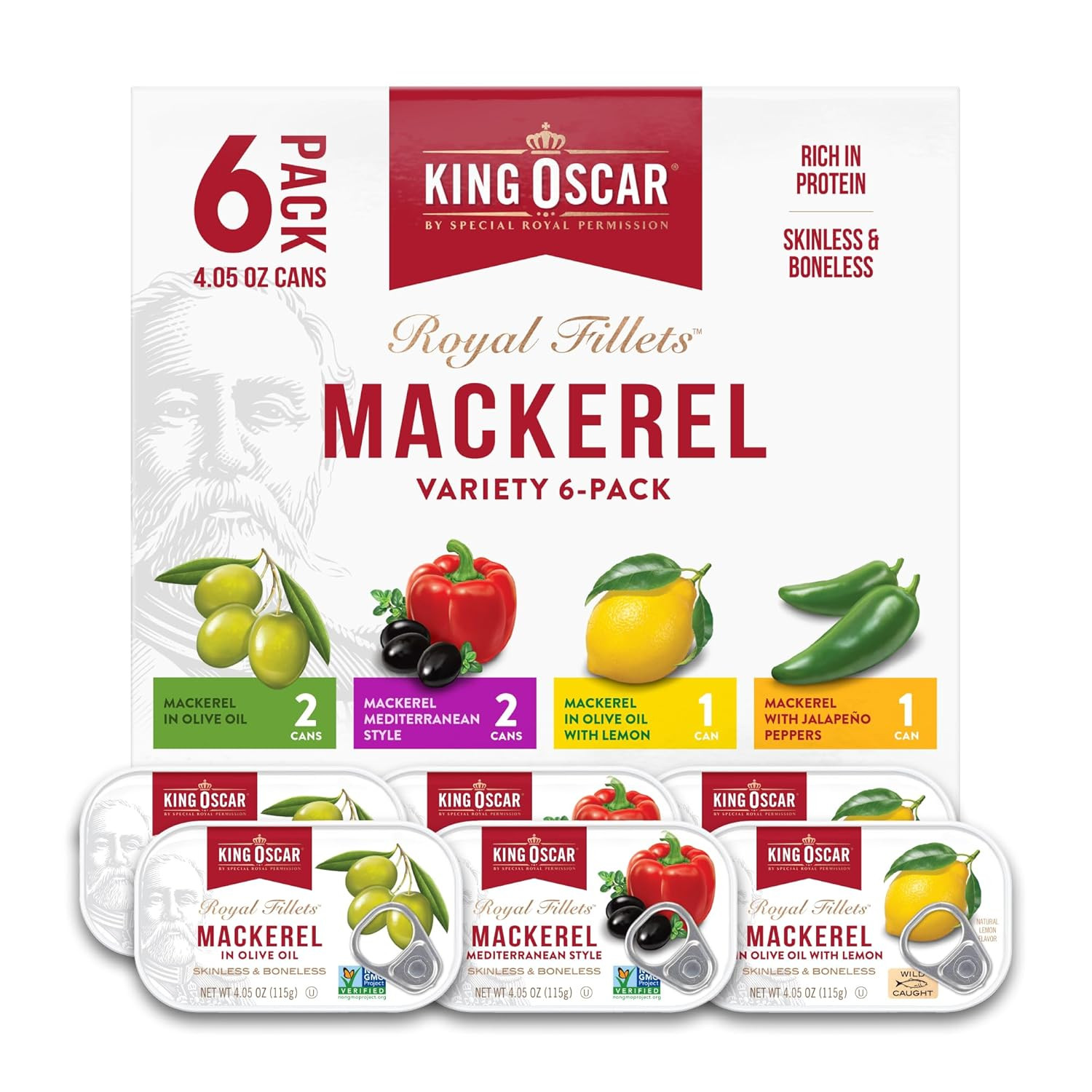 King Oscar Mackerel in Olive Oil,4.05Ounce Can(Pack of 1,3,6,Packaging May Vary