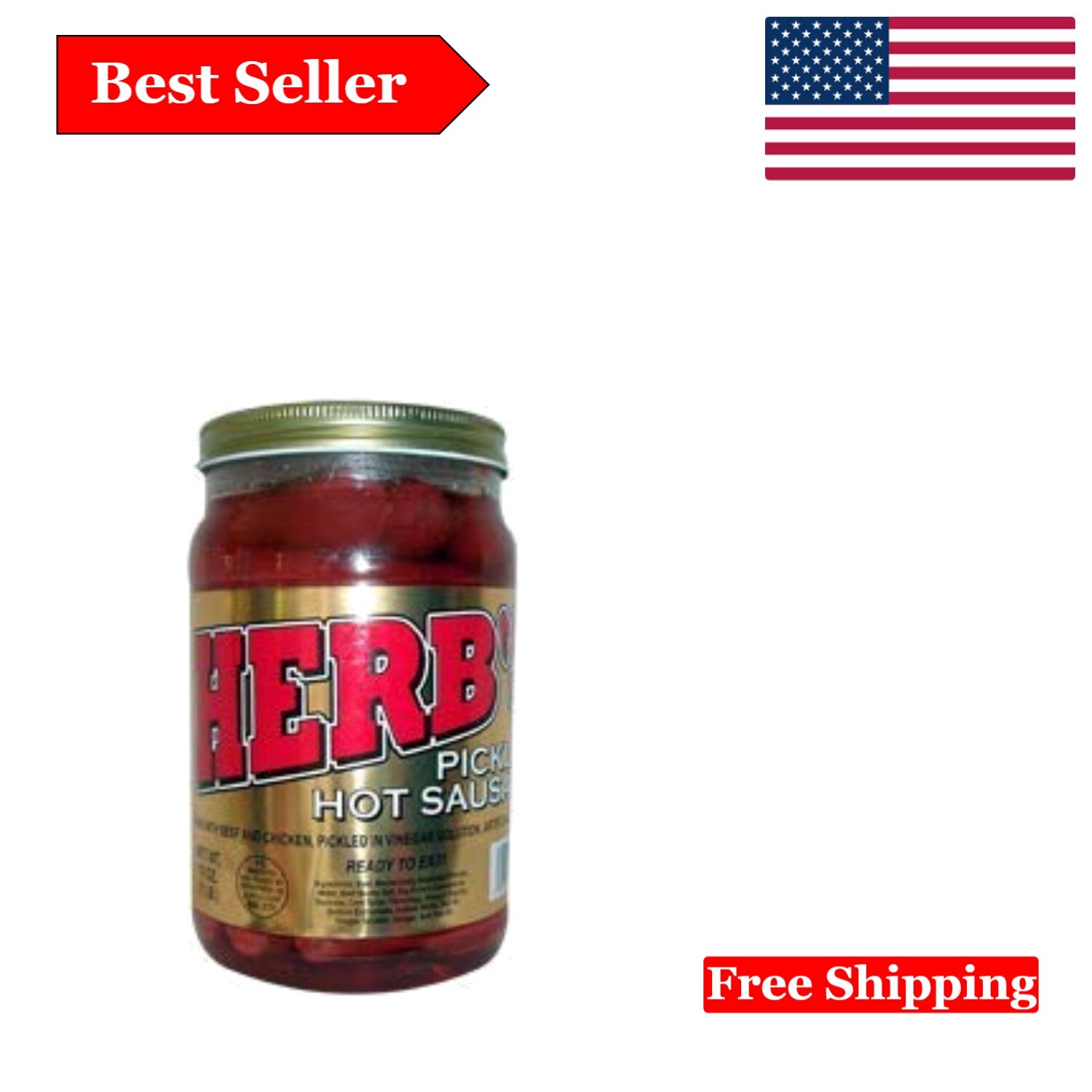 Herb’s Pickled Hot Sausage 16oz – Spicy Snack for BBQ, Parties, Camping & More