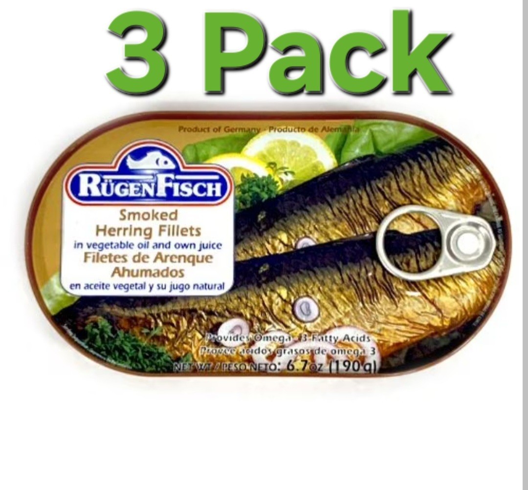 RügenFisch Smoked Herring Fillets in Veg Oil 6.7oz 3 PACK – Omega-3 Arenque