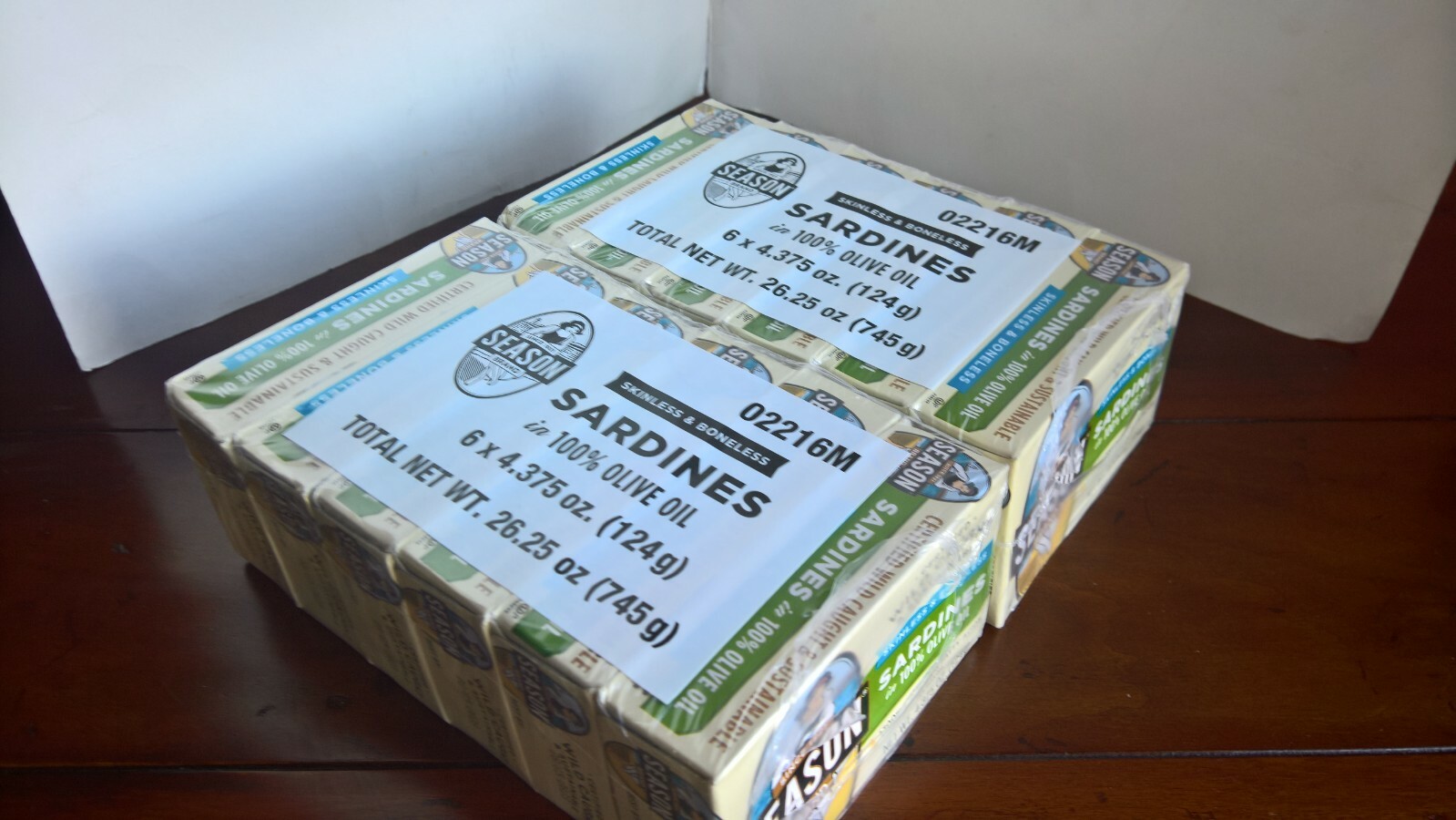60 Cans 4.375 oz each Wild Season Brand Sardines NO BONES NO SKIN Kosher
