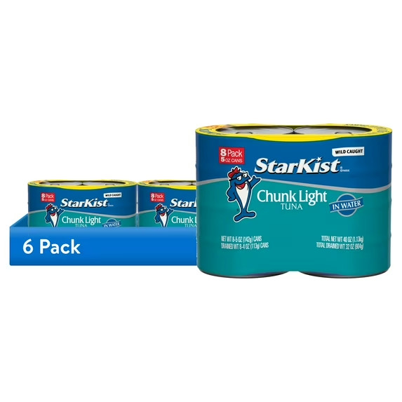 (6 pack) StarKist Chunk Light Tuna in Water,Wild Caught,20gProtein,5oz,8 CANS