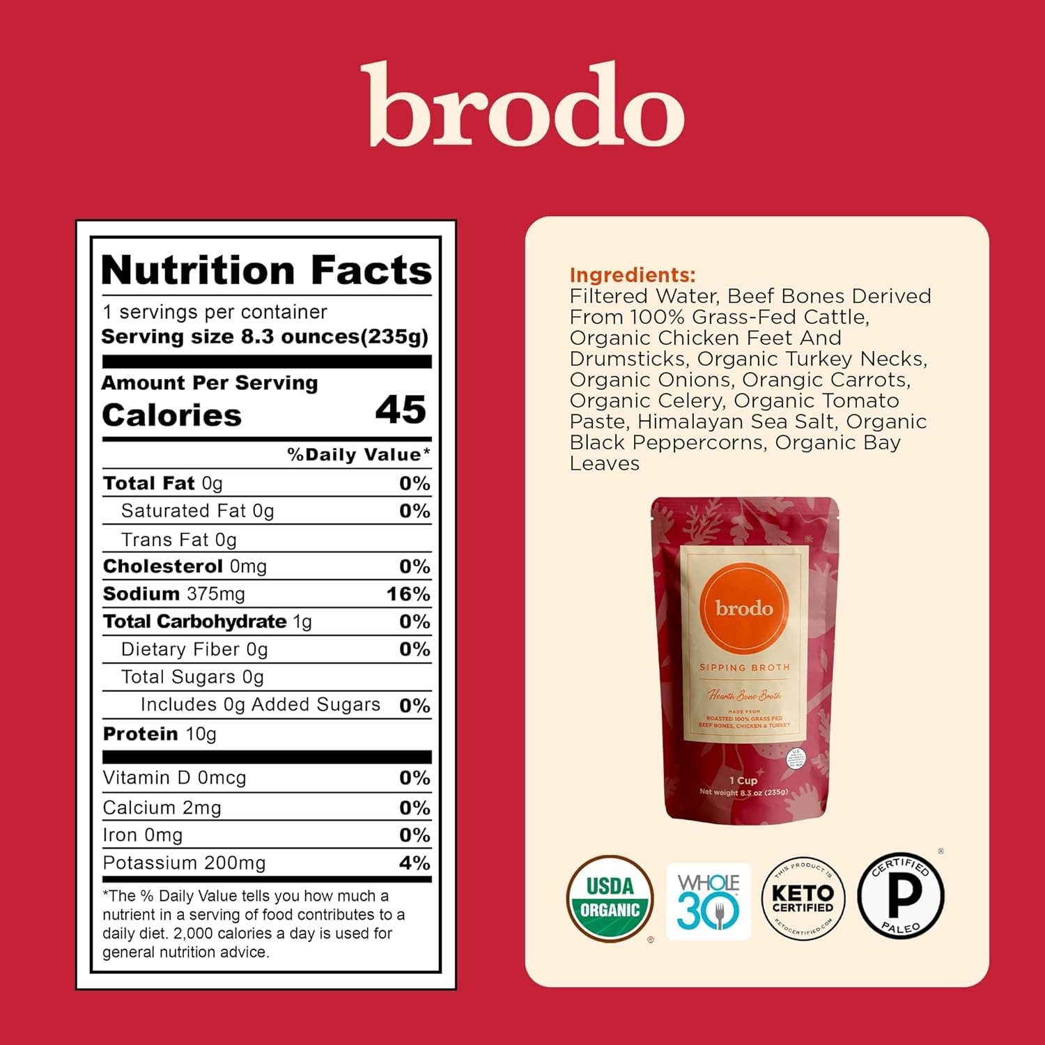 Brodo Classic Variety Pack with Collagen & Protein, 25 Ounce (Pack of 4)