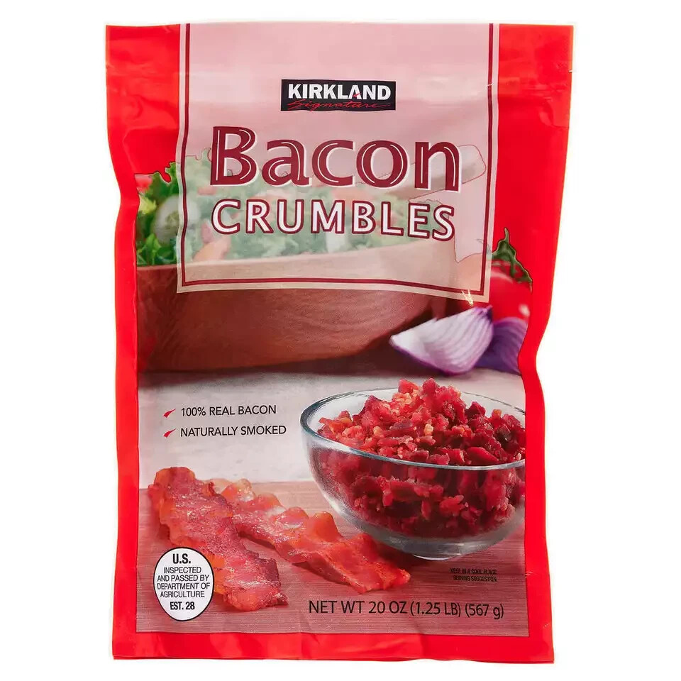 Kirkland Signature Crumbled Bacon Bits 100% real bacon Naturally smoked, 20 oz