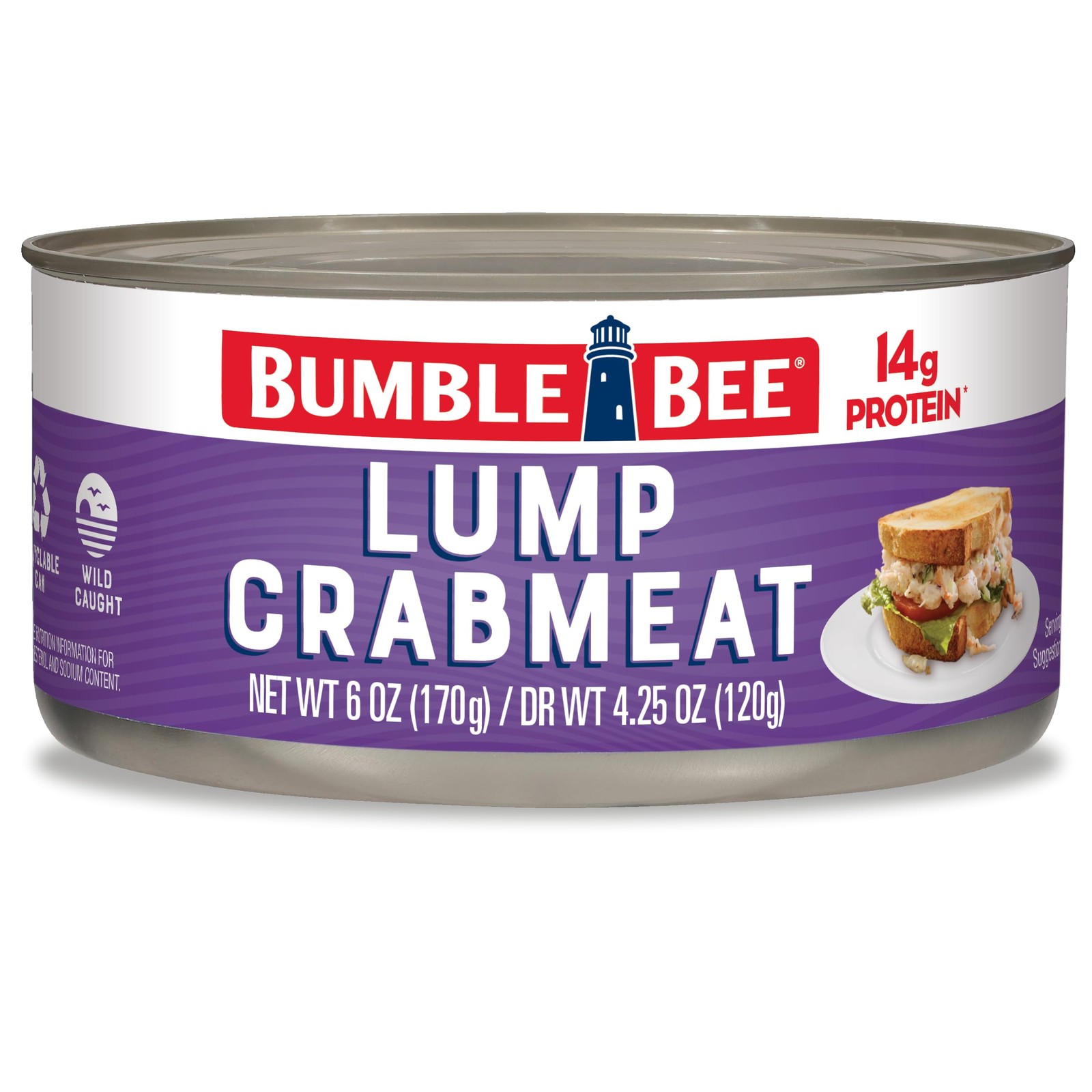 Bumble Bee Lump Crab Meat, 6 oz Can – 14g Protein & 1g Carb Per Serving – Wild C