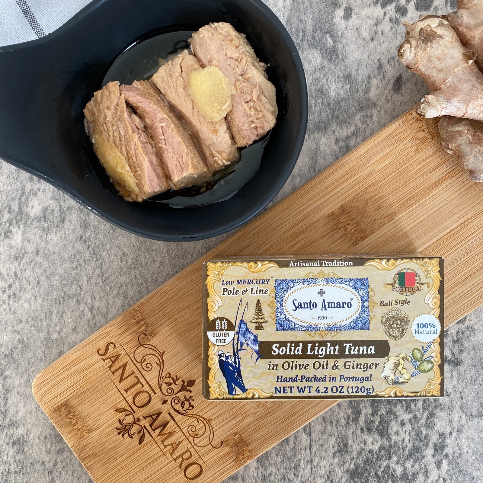 6 Pk: Santo Amaro Pole & Line Wild Tuna Fillets in Virgin Olive Oil – GINGER