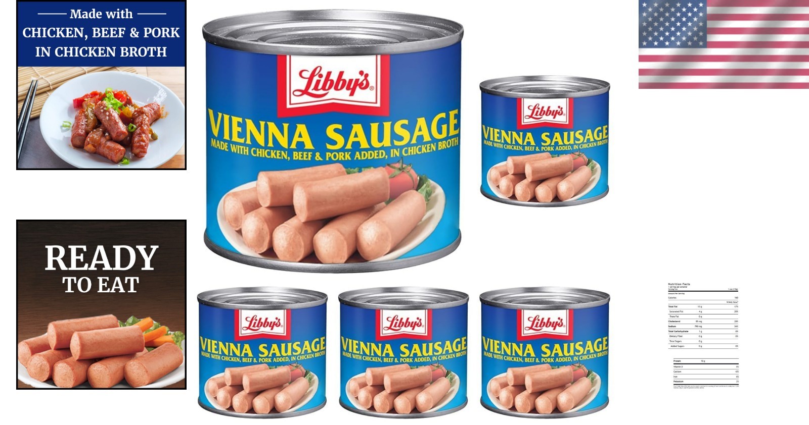 Fully Cooked Classic Vienna Sausage Pack of 5 – Perfect for Snacks and Recipes