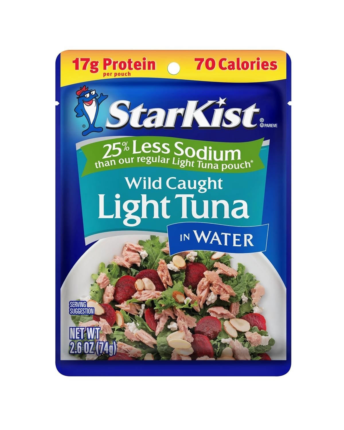 Reduced Sodium Wild Caught Tuna Pouch – 2.6oz Ready-to-Eat Protein Snack