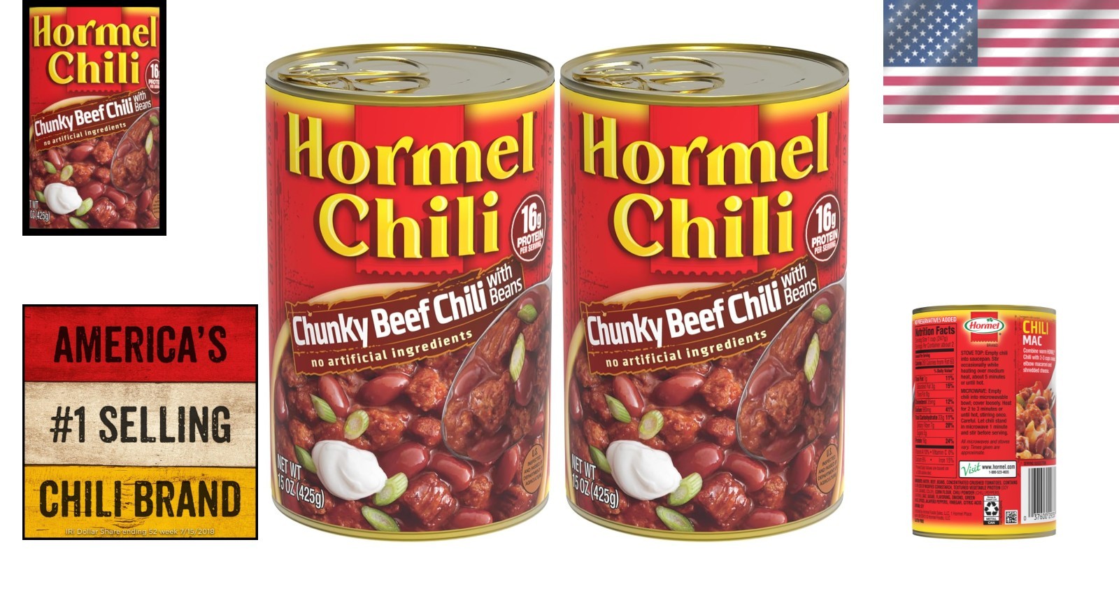 Protein-Rich Chunky Beef Chili, 15 Oz – Convenient 2-Pack, Gluten Free Goodness