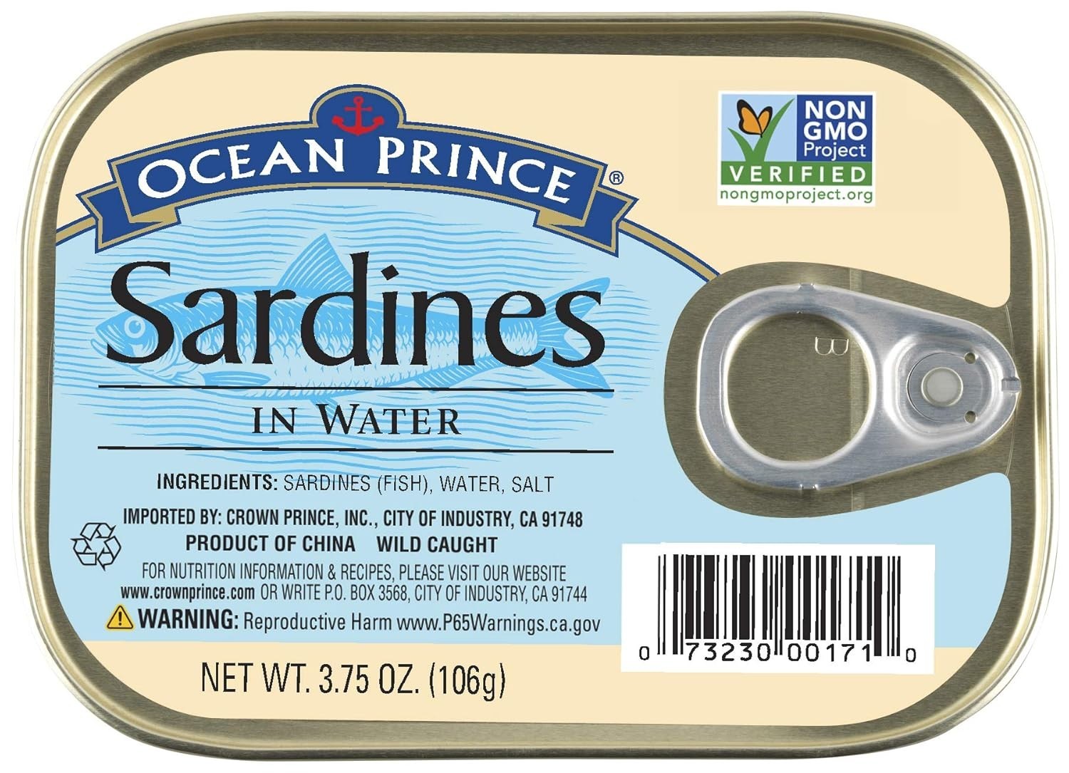 Ocean Prince Sardines: Mild Flavor, Omega-3 Bonanza – 3.75oz Cans Pack of 12